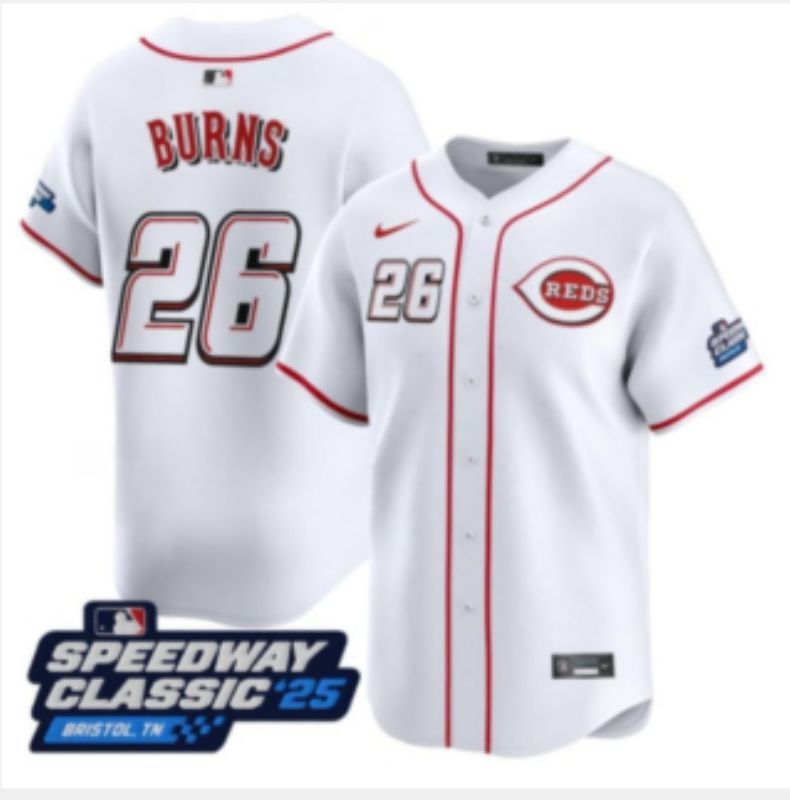 Men 2025 Cincinnati Reds #26 Burns White Nike MLB Jersey style 07